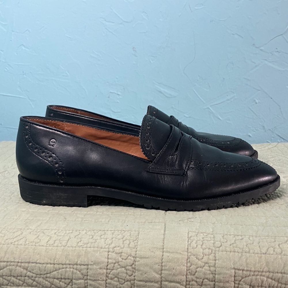 Etienne Aigner Black Leather Penny Loafers “Mallory” Women’s Size 7M